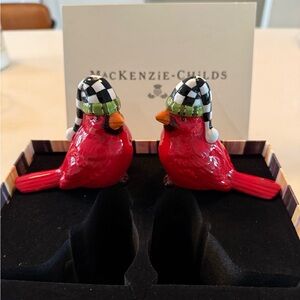 MacKenzie Childs Red Cardinals salt & pepper shakers. New in box
